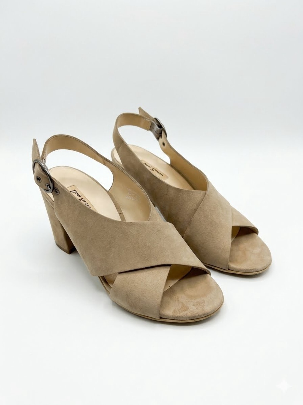 Paul Green Retro Cross Strap Slingback Sandal - tan suede - size 3/US 5.5